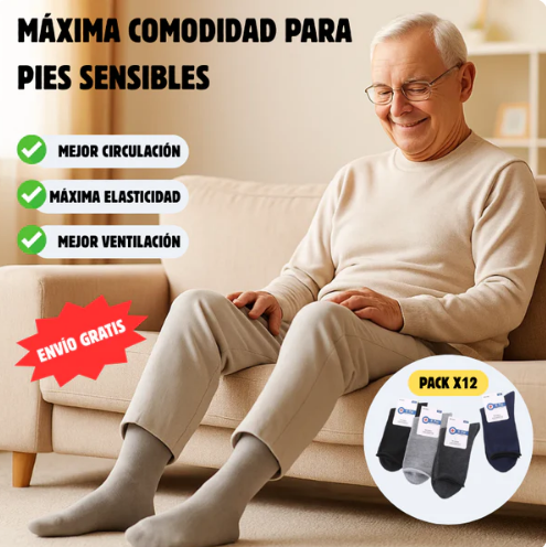 Pack x12 Calcetines Diabético – Sin Costuras ni Elásticos