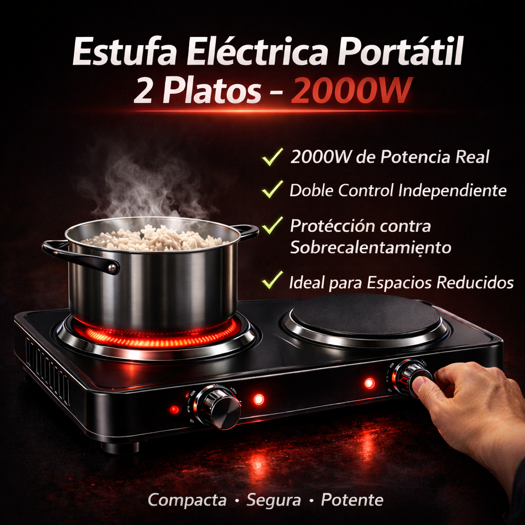 Estufa eléctrica Portátil - 2 Platos 2000w