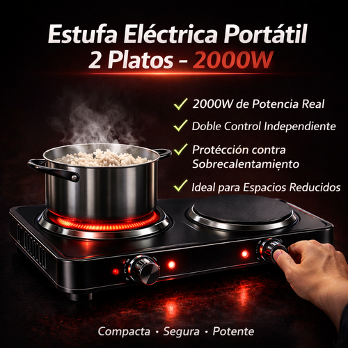 Estufa eléctrica Portátil - 2 Platos 2000w